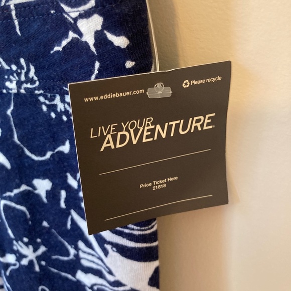 Eddie Bauer Knit Floral Navy Maxi Dress Petite S NWT - Picture 2 of 5